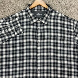 Crofts Barrow Shirt Men XXL Black White Plaid Quick Dri Flannel Vented Twill EUC